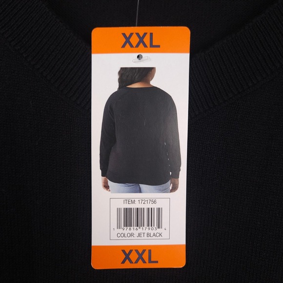 Lucky Brand Sweater Women's XXL Jet Black V-Neck Pullover Cotton Blend Knit NWT - Picture 9 of 9